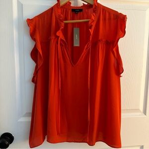 NWT Ruffle Tie Neck Top 3X Red